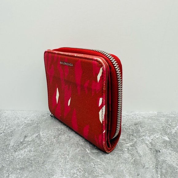 Balenciaga Red Multi-Color Zip Compact Wallet - Picture 2 of 13